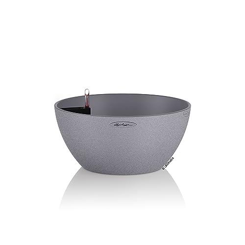 Lechuza Cubeto Stone 40 Self-Watering Planter | Stone Grey Plastic