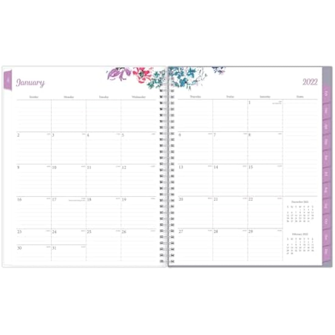 Blue Sky 2022 Weekly & Monthly Planner | 8.5" x 11" Laila Wirebound