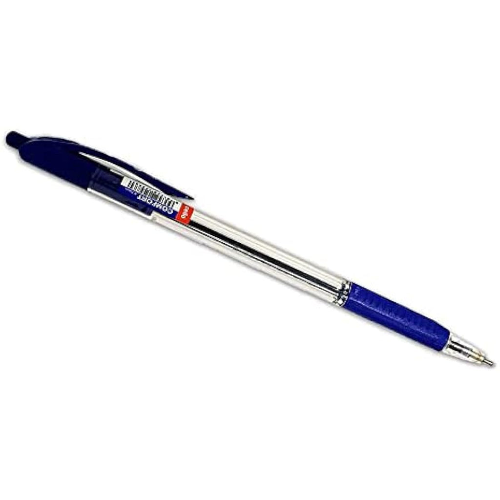 Cello Comfort Blue Ballpoint Pens – Retractable 1.0mm Medium, 12 Pack