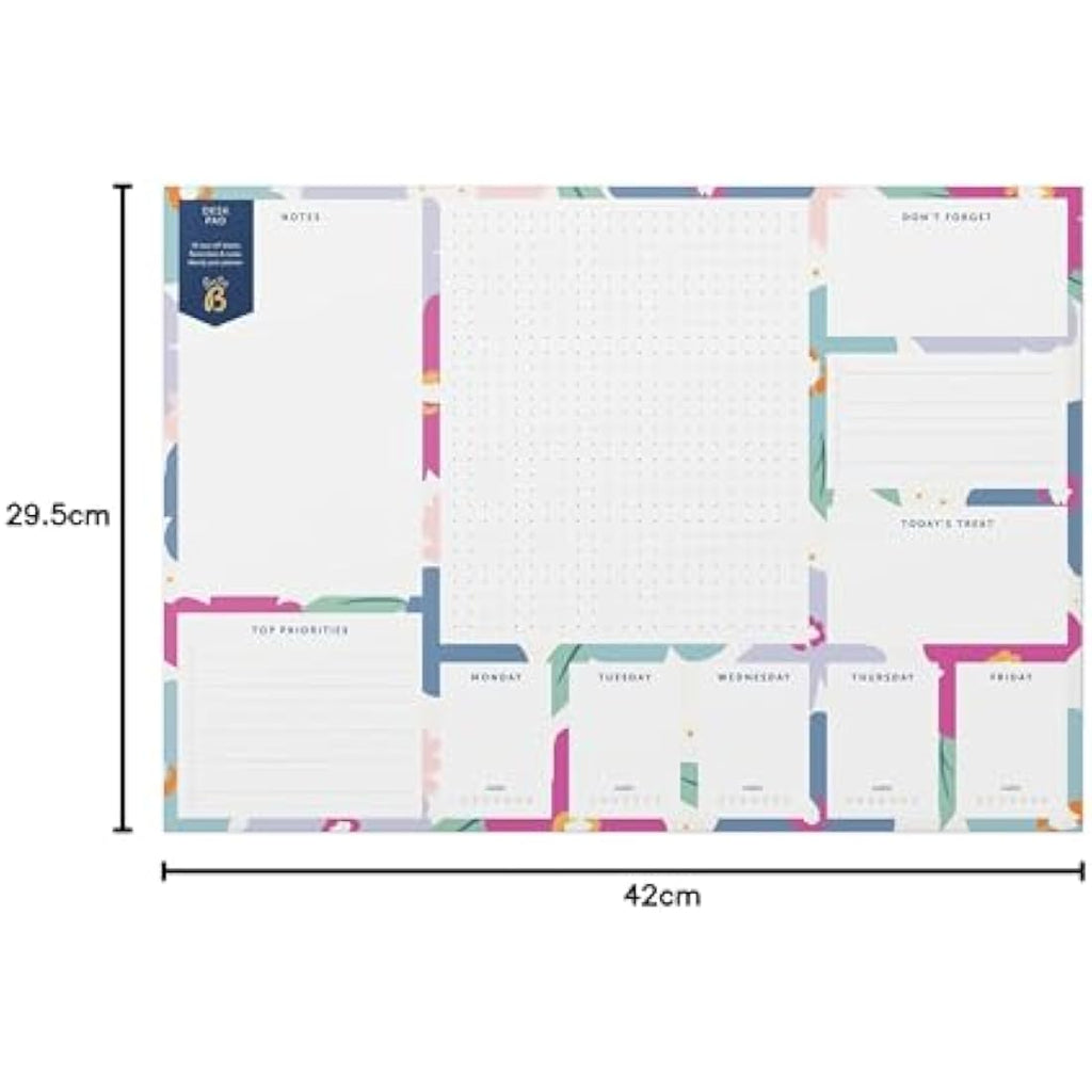Busy B Floral A3 Desk Pad – 36 Tear-off Sheets with Year Planner