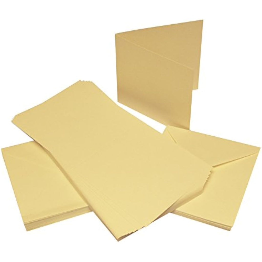 Craft UK Ivory 6x6 Linen Card and Envelope Pack - 50 Recycled Pieces