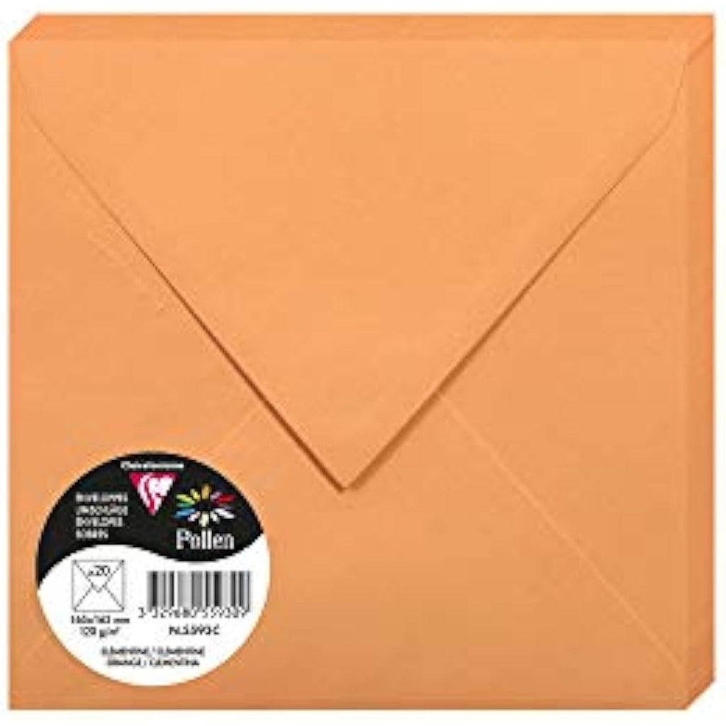 Clairefontaine Pollen Square Envelopes – Clementine Orange – 20 Pack