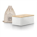 LARS NYSØM Metal Bread Bin with Bamboo Cutting Board Lid - Pure White