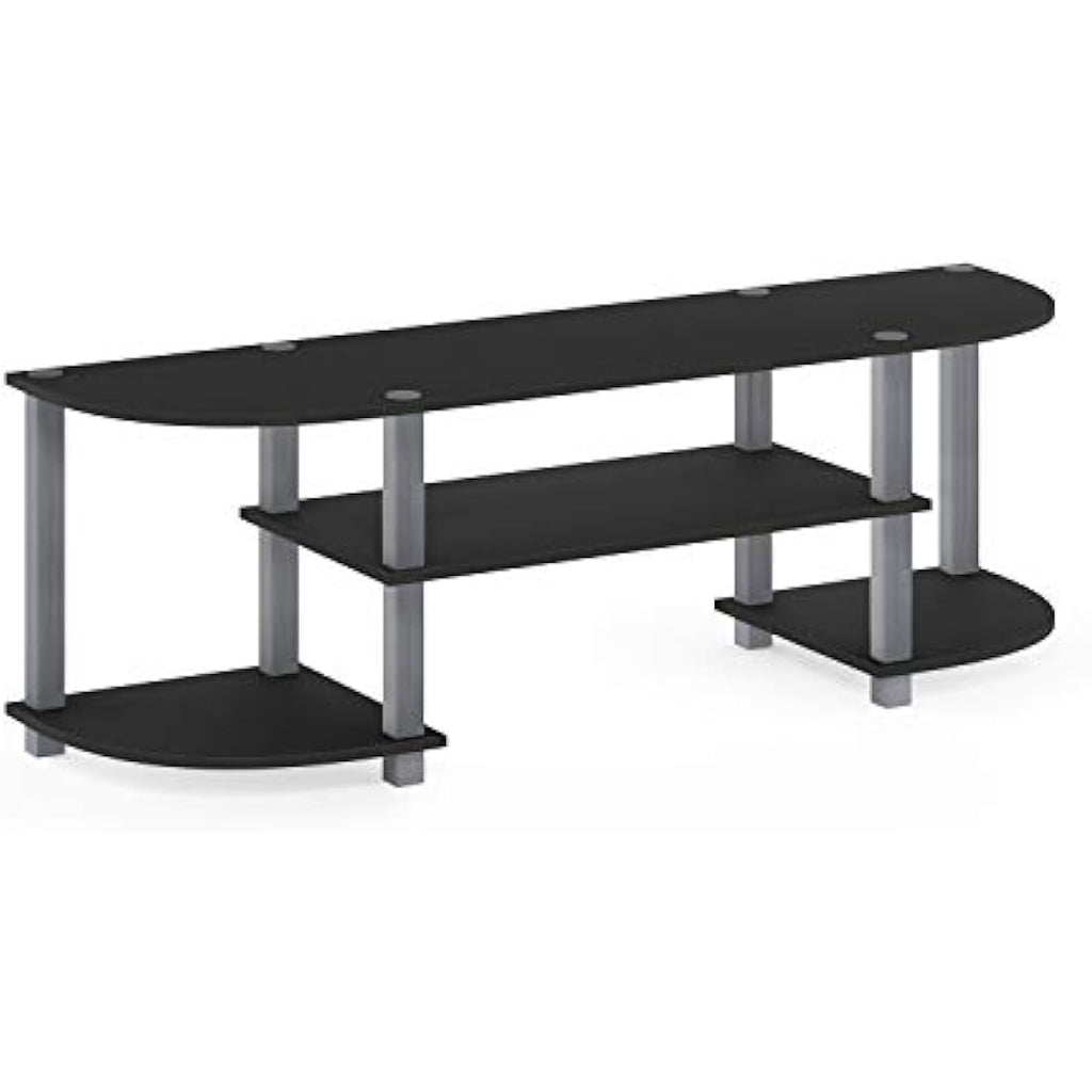 Furinno Wide TV Stand for 55 Inch TV – Modern Media Console, Black/Grey