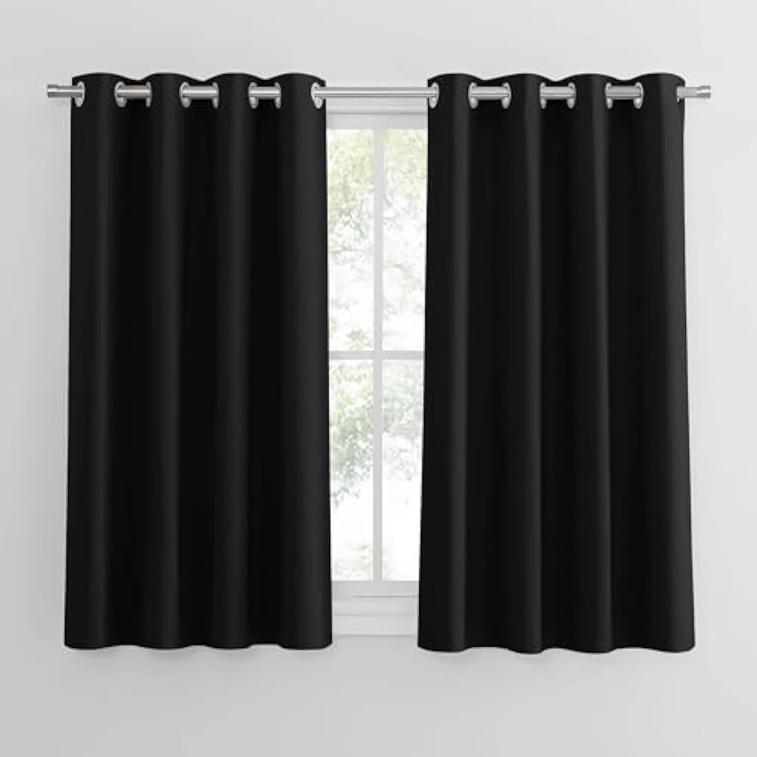 PONY DANCE Blackout Eyelet Curtains – Thermal Insulated 45 Inch Drop, 2 Panels