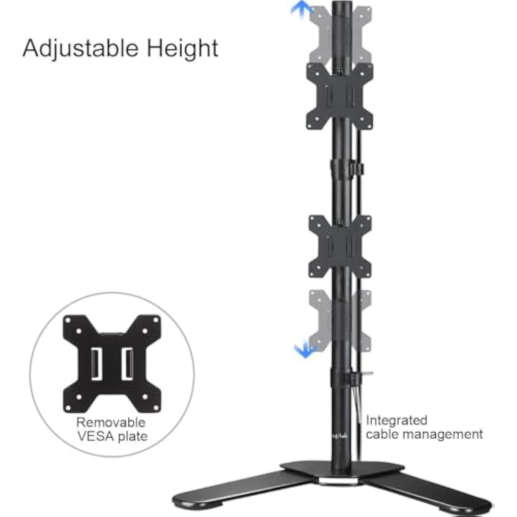 Suptek Dual Monitor Stand – 80cm Tall Vertical Mount for 13-27" Screens