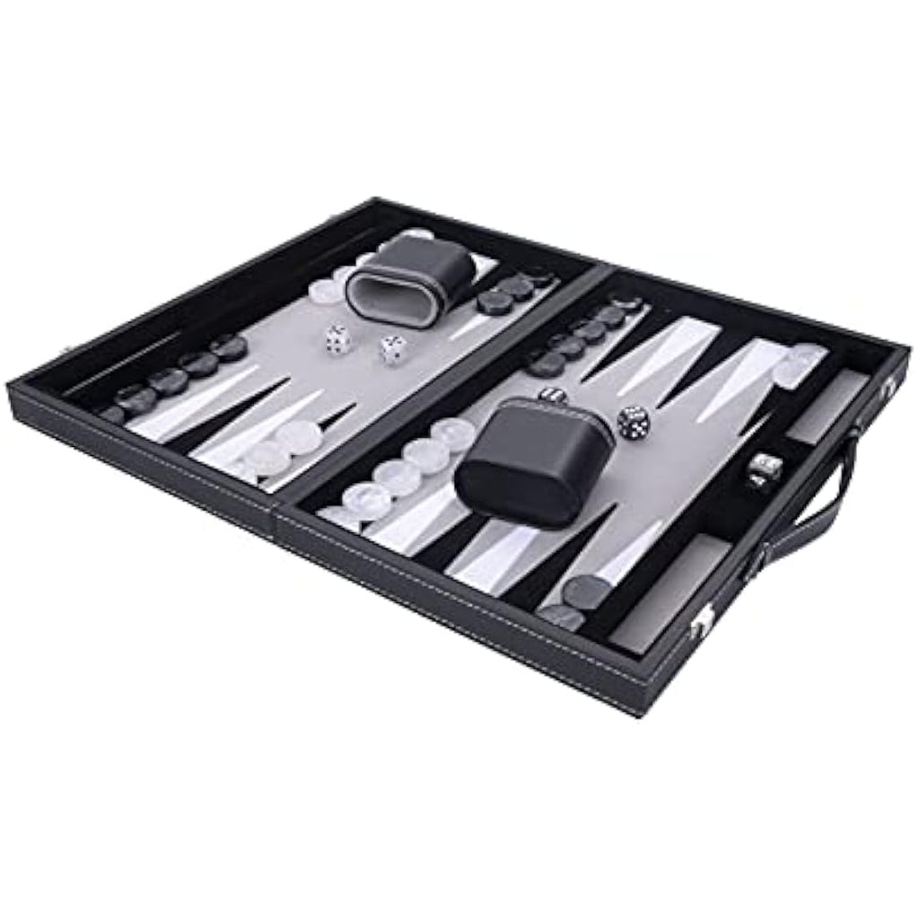 Engelhart 18 Inch Luxury Backgammon Set - Faux Leather & Felt Inlay