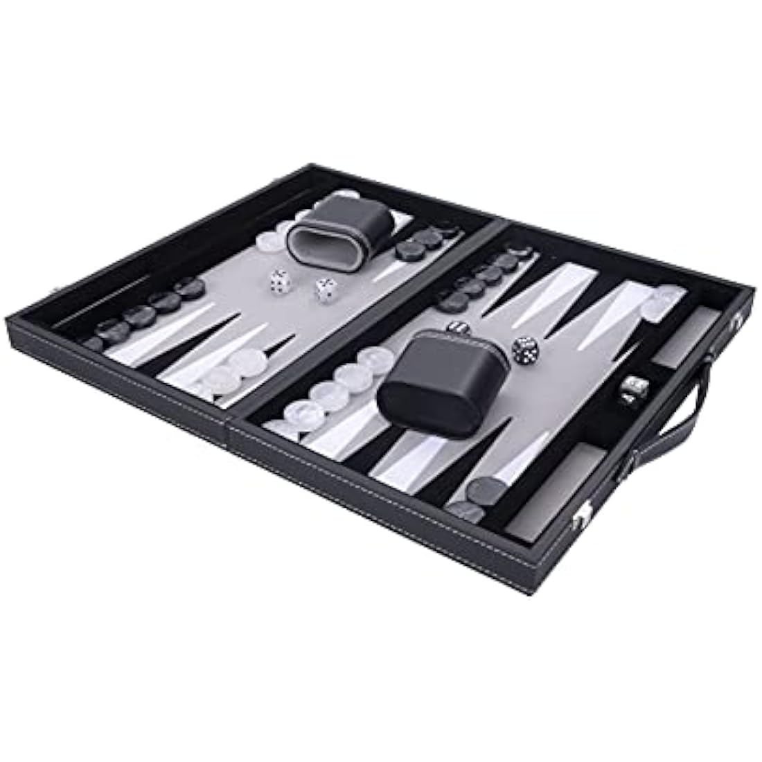Engelhart 18 Inch Luxury Backgammon Set - Faux Leather & Felt Inlay