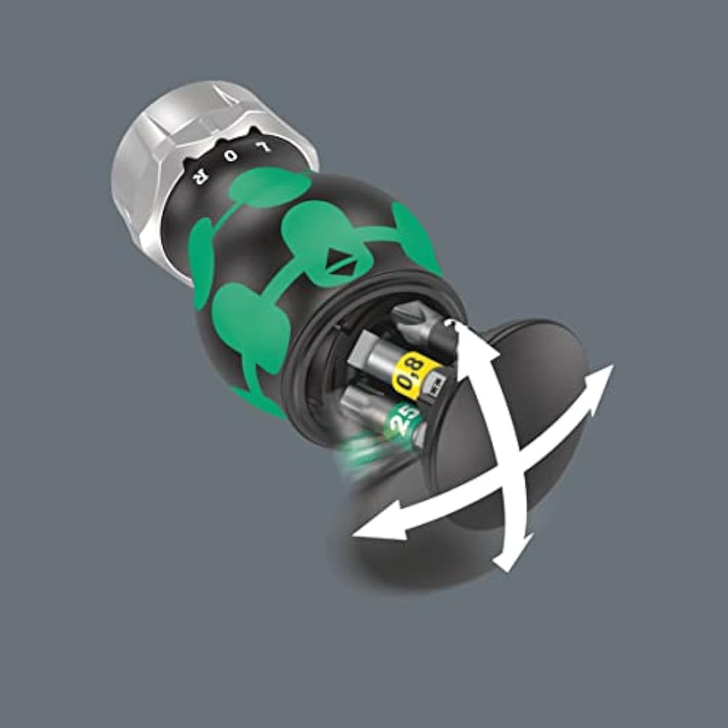 Wera Kraftform Kompakt Stubby Ratchet Screwdriver with 6-Piece Bit Magazine