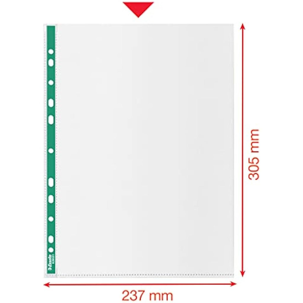Esselte A4 Punched Pockets – 34 Micron Embossed Poly Pockets (Pack of 200)