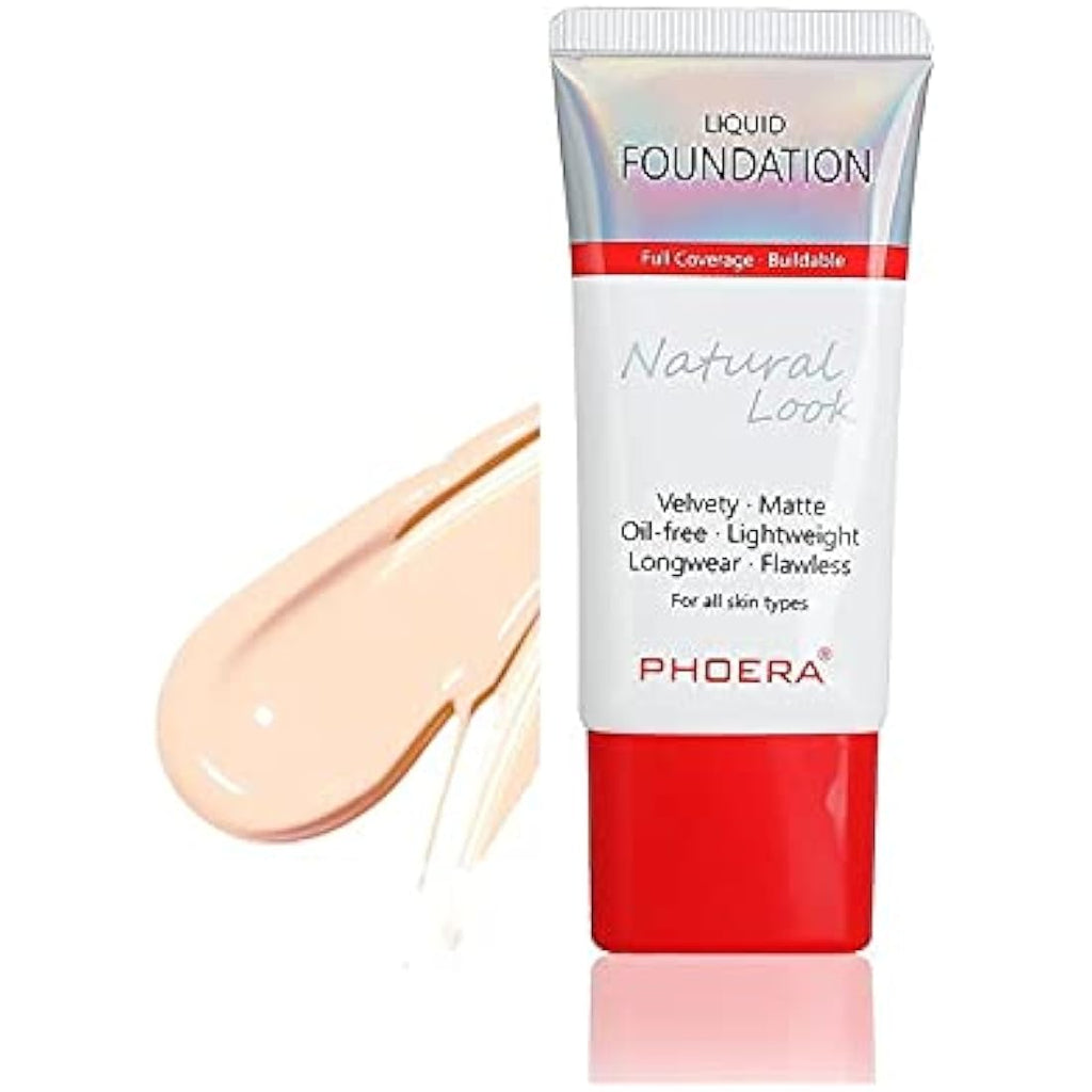 PHOERA Full Coverage Liquid Foundation – Waterproof Matte Oil-Free Base
