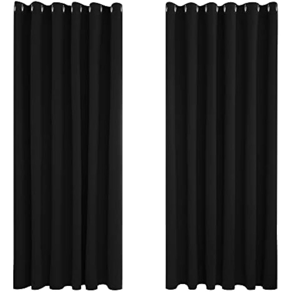 Deconovo Blackout Curtains - Thermal Insulated Eyelet Drapes, 90x90, Black
