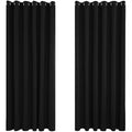 Deconovo Blackout Curtains - Thermal Insulated Eyelet Drapes, 90x90, Black