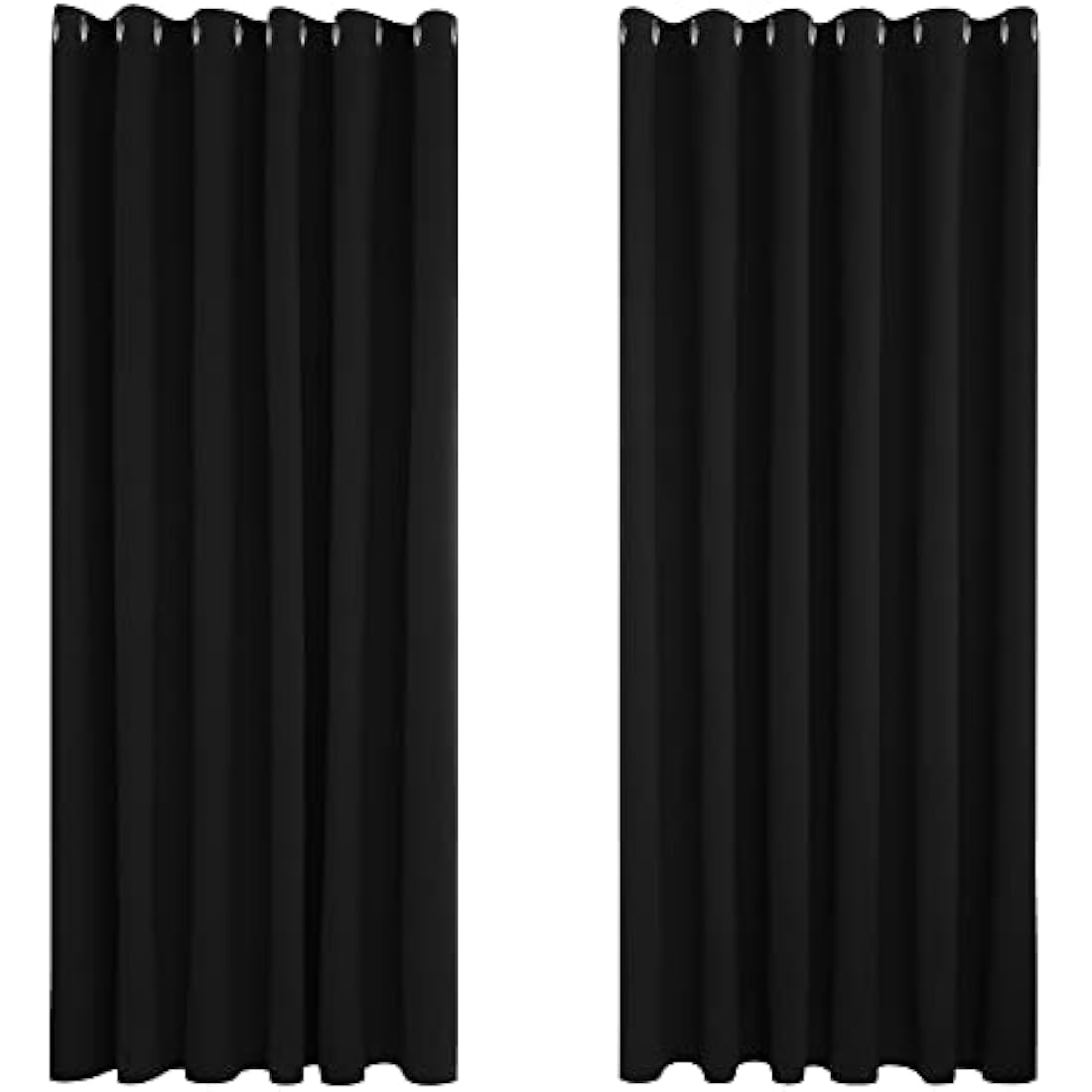 Deconovo Blackout Curtains - Thermal Insulated Eyelet Drapes, 90x90, Black