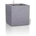 Lechuza CANTO Stone 40 Low Self-Watering Planter | Stone Gray Plastic