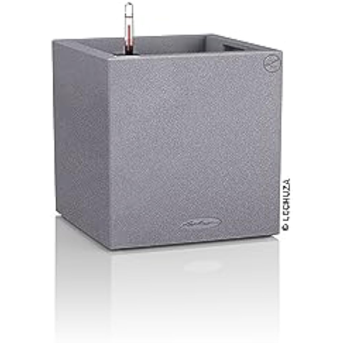 Lechuza CANTO Stone 40 Low Self-Watering Planter | Stone Gray Plastic