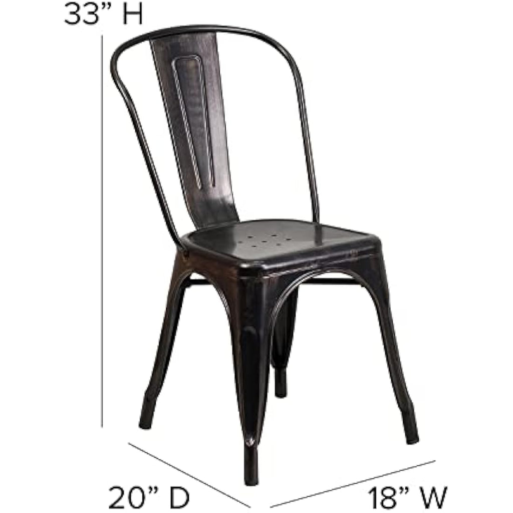 Flash Furniture Metal Stackable Dining Chairs - Black/Gold - 4 Pack