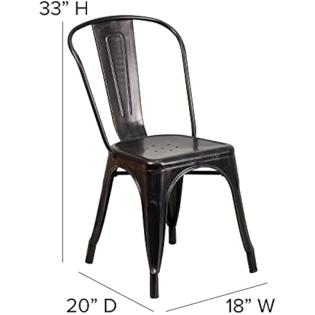 Flash Furniture Metal Stackable Dining Chairs - Black/Gold - 4 Pack