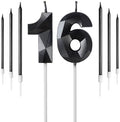 Black & Gold 16th Birthday Candles – 8 Piece Number Cake Topper