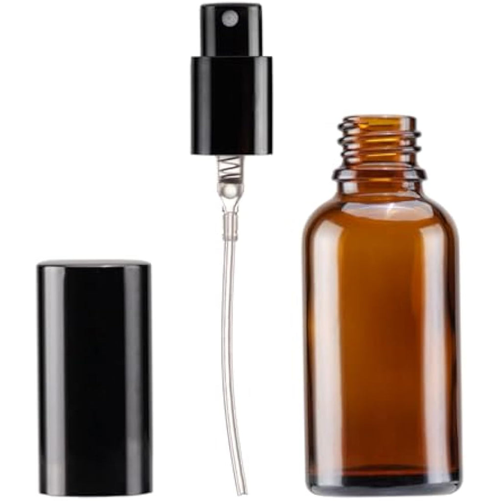 Amber Glass Fine Mist Spray Bottles for Essential Oils – 6 Pack
