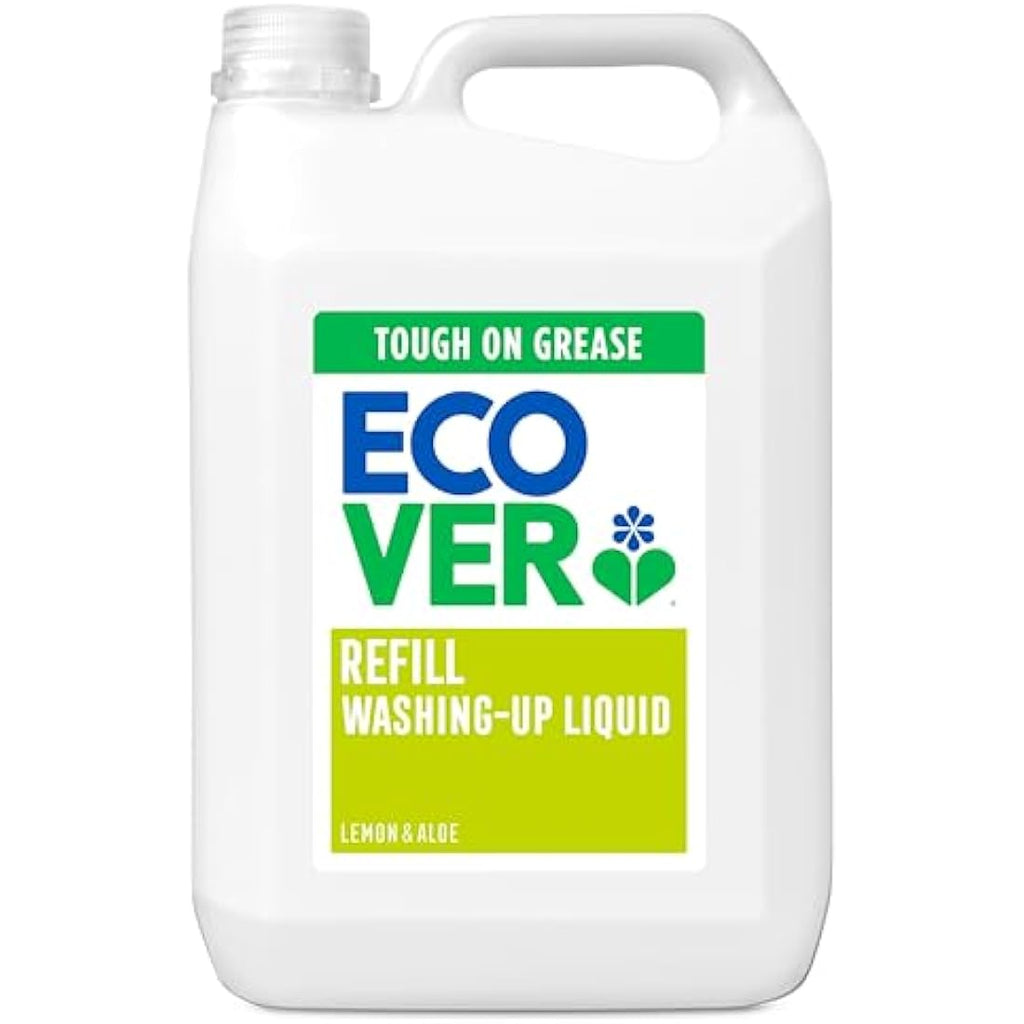 Ecover Washing Up Liquid Refill – Lemon & Aloe Vera Dish Soap, 5L