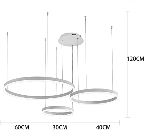 STARRYOL Modern LED Pendant Light | 3-Ring Dimmable Chandelier, 78W