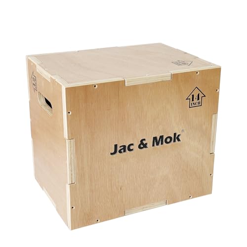Jac & Mok Wooden Plyo Box – Non-Slip Plyometric Jump Box, 16/14/12