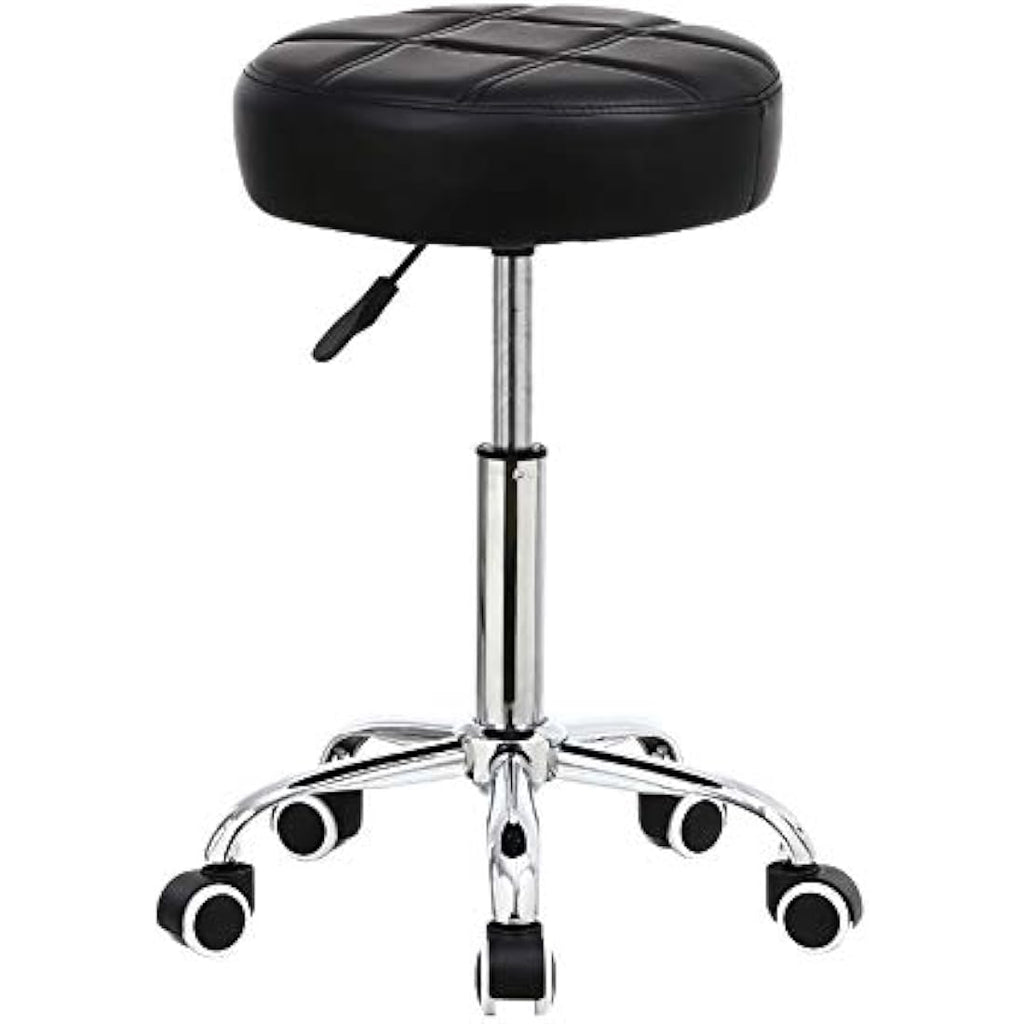 KKTONER Round Rolling Stool – Adjustable PU Leather Swivel Salon Chair