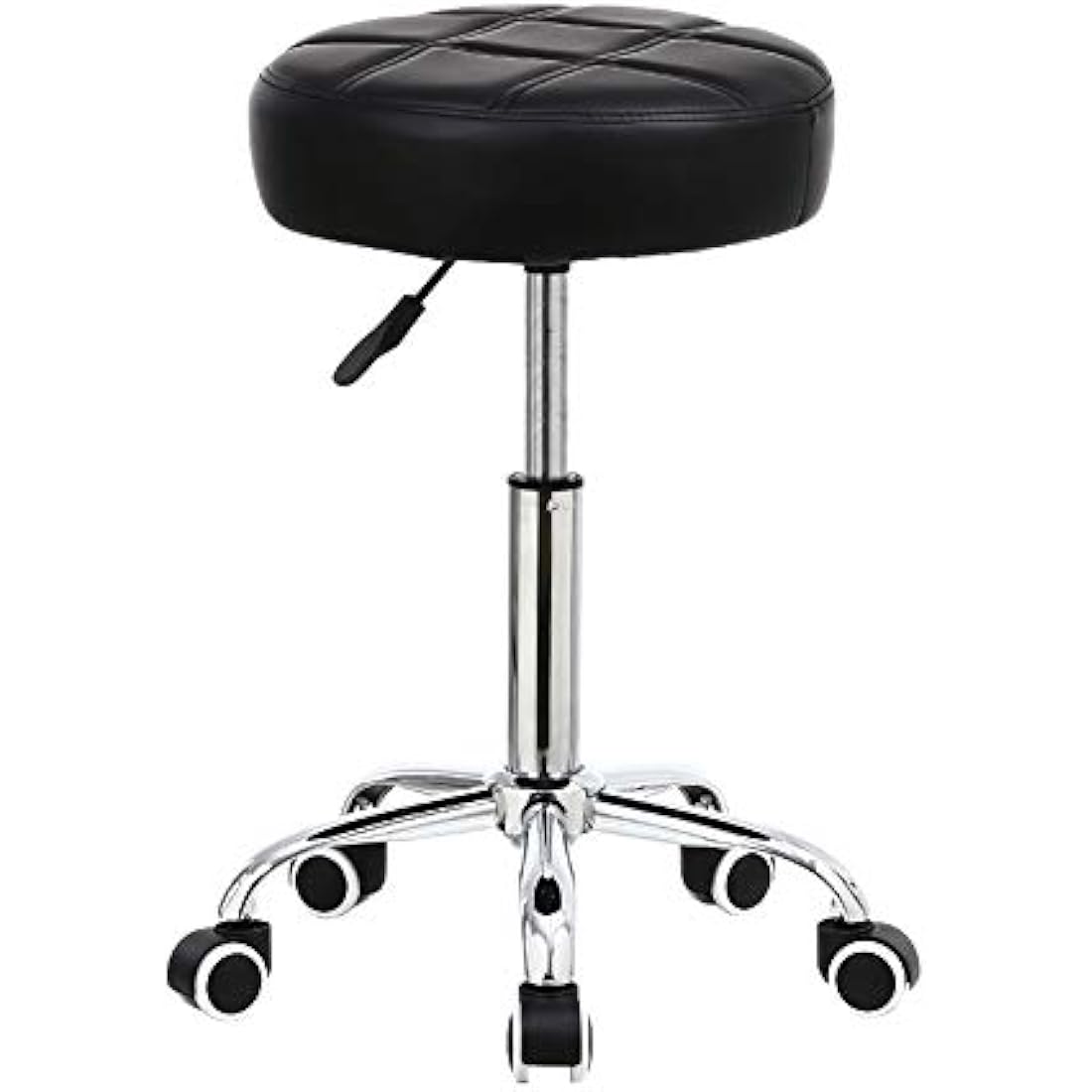 KKTONER Round Rolling Stool – Adjustable PU Leather Swivel Salon Chair