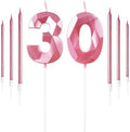 Pink 30th Birthday Candles – Number 30 and Long Stick Set