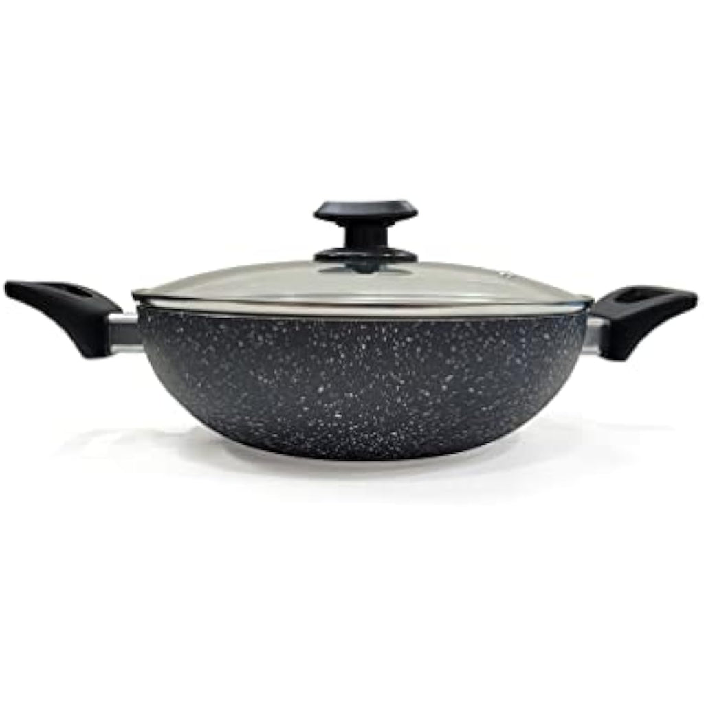 26cm Marble Non-Stick Wok | Induction Stir-Fry Pan with Lid