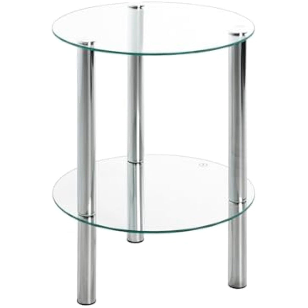 HAKU Möbel Modern Glass End Table – Chrome Steel & Tempered Glass