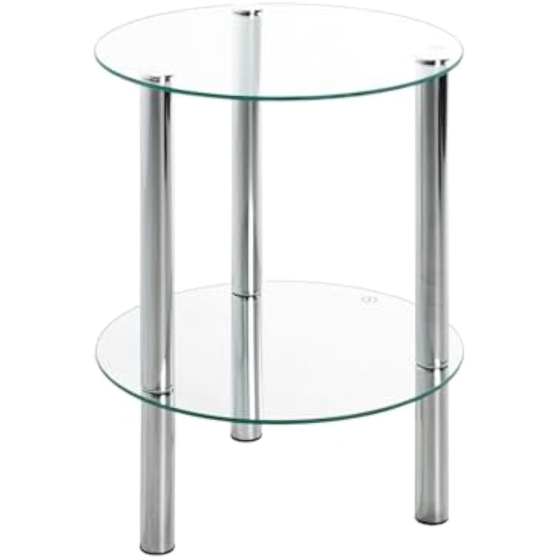 HAKU Möbel Modern Glass End Table – Chrome Steel & Tempered Glass