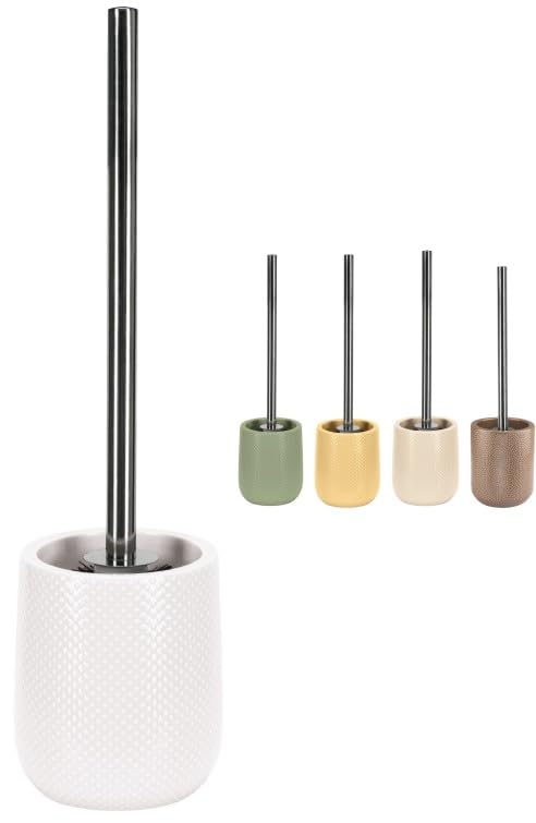 KW Luxury Ceramic Toilet Brush and Holder – Soft White Porcelain Set