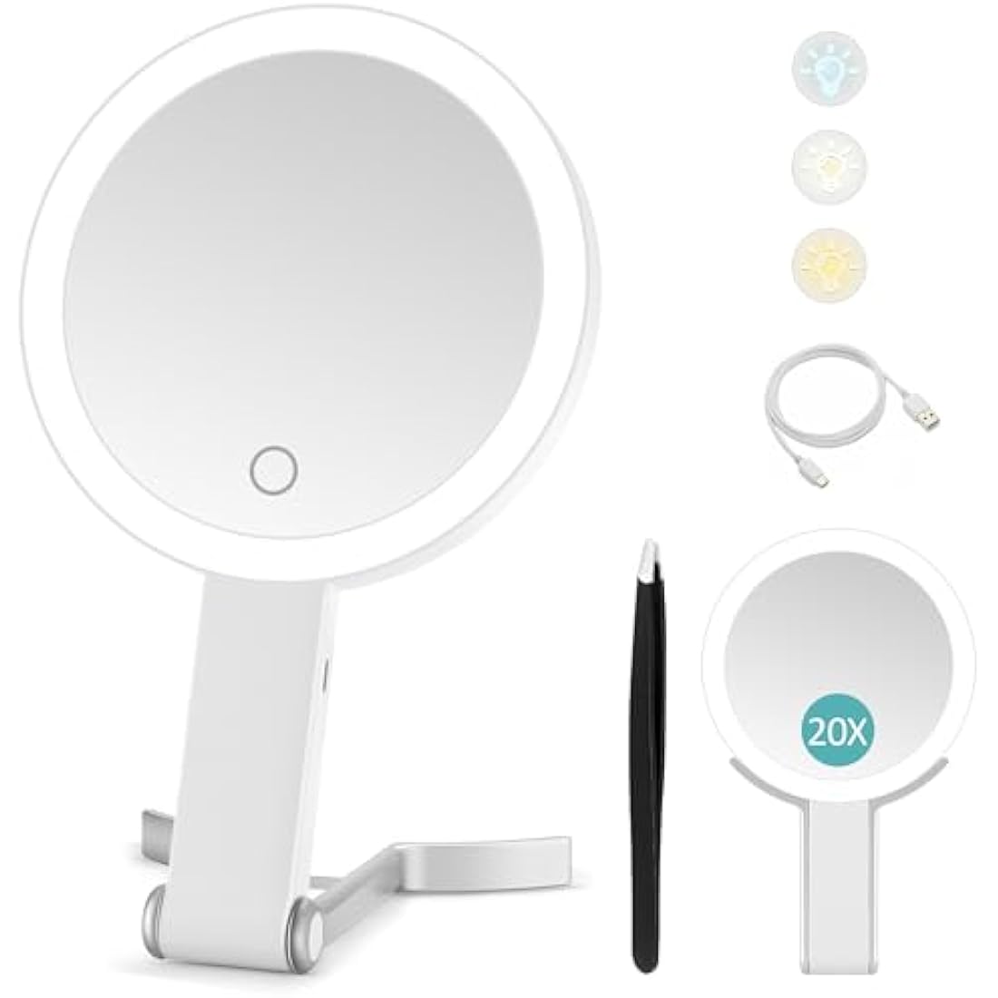 Jolof Store LED Travel Makeup Mirror | 20X Magnifying & Rechargeable