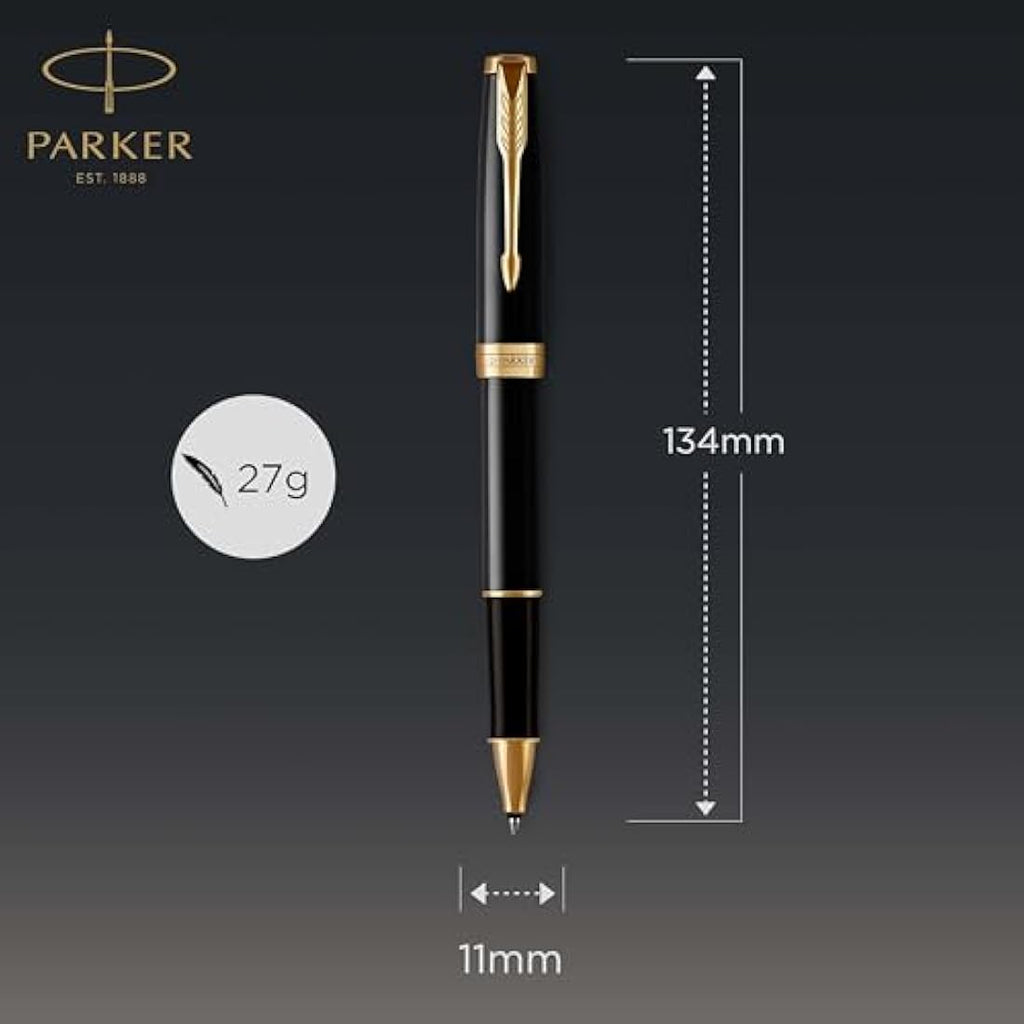 Parker Sonnet Rollerball Pen - Black Lacquer with Gold Trim, Fine Point