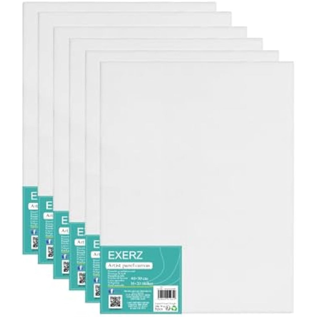 Exerz 40x50cm Canvas Panels - 6 Pack Triple Primed 100% Cotton Boards
