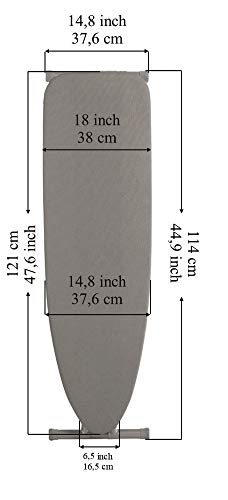 Mabel Home Ergo T-Leg Ironing Board - 45x15 Inch with Extra Cover, Grey