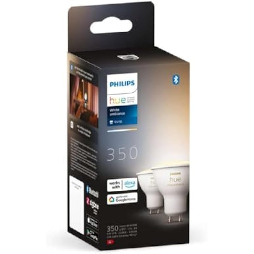 Philips Hue White Ambiance GU10 Smart LED Bulbs – 2 Pack | Bluetooth
