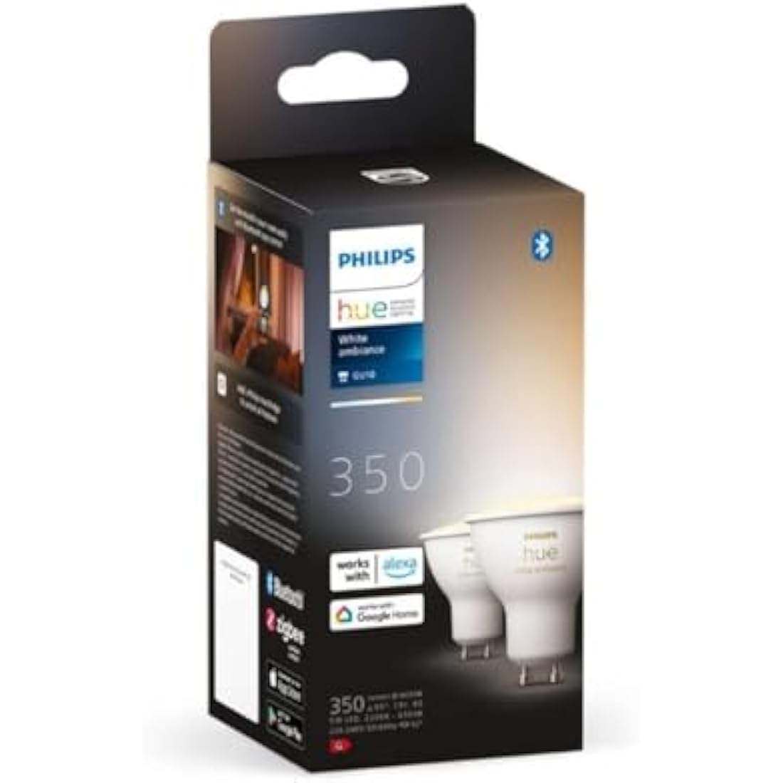 Philips Hue White Ambiance GU10 Smart LED Bulbs – 2 Pack | Bluetooth
