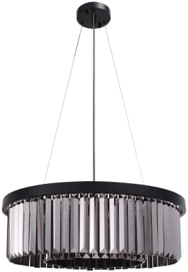 Wellmet 6-Light Black Crystal Chandelier – Modern 21.65" Pendant Light