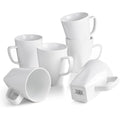WishDeco Porcelain Coffee Mugs Set of 6 | 14oz White Tea Cups with Handle