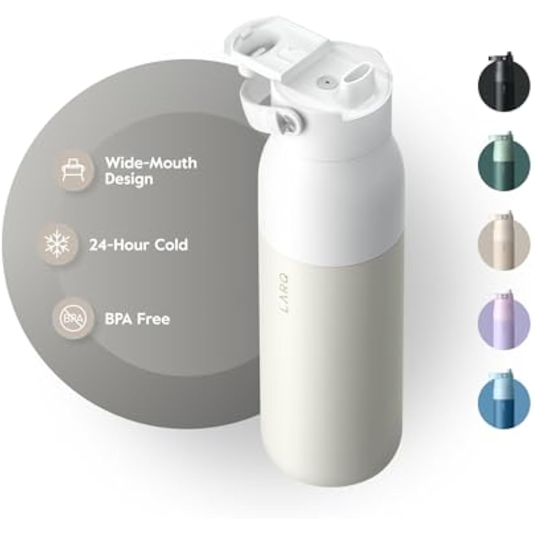 LARQ Swig Top 23oz Insulated Stainless Steel Water Bottle – Granite White