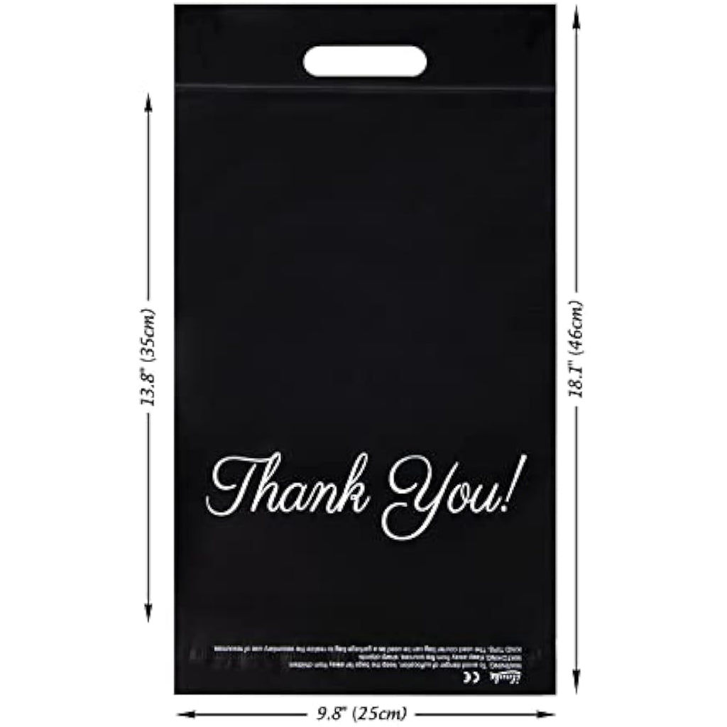 Black Poly Mailers with Handle - 10x14 Thank You Bags 60pk