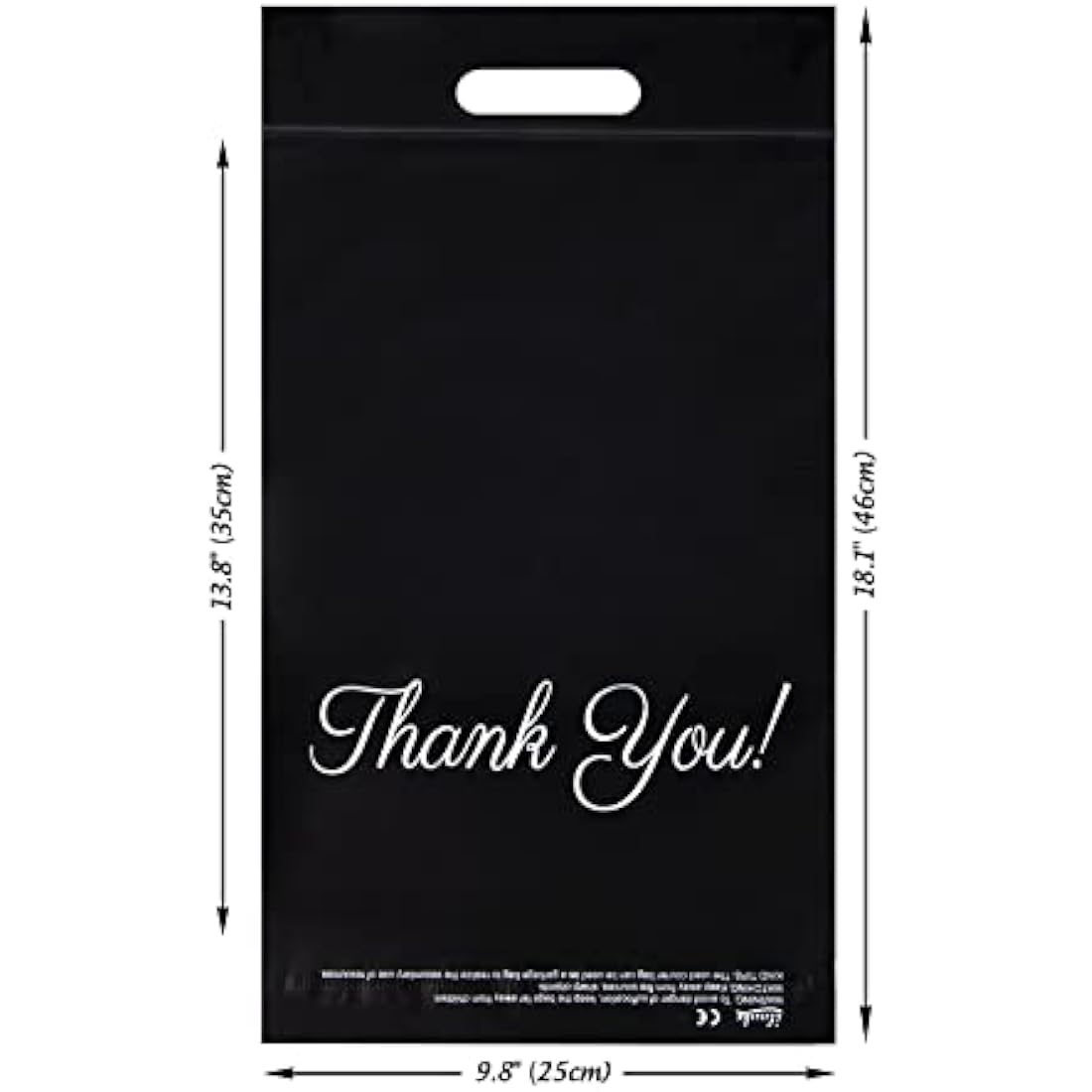 Black Poly Mailers with Handle - 10x14 Thank You Bags 60pk