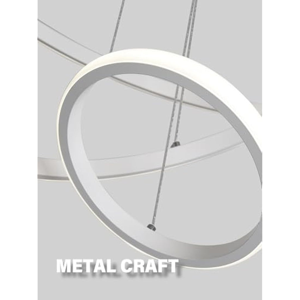 KAUCQI 3-Ring LED Chandelier | Dimmable Modern Pendant Light for Kitchen