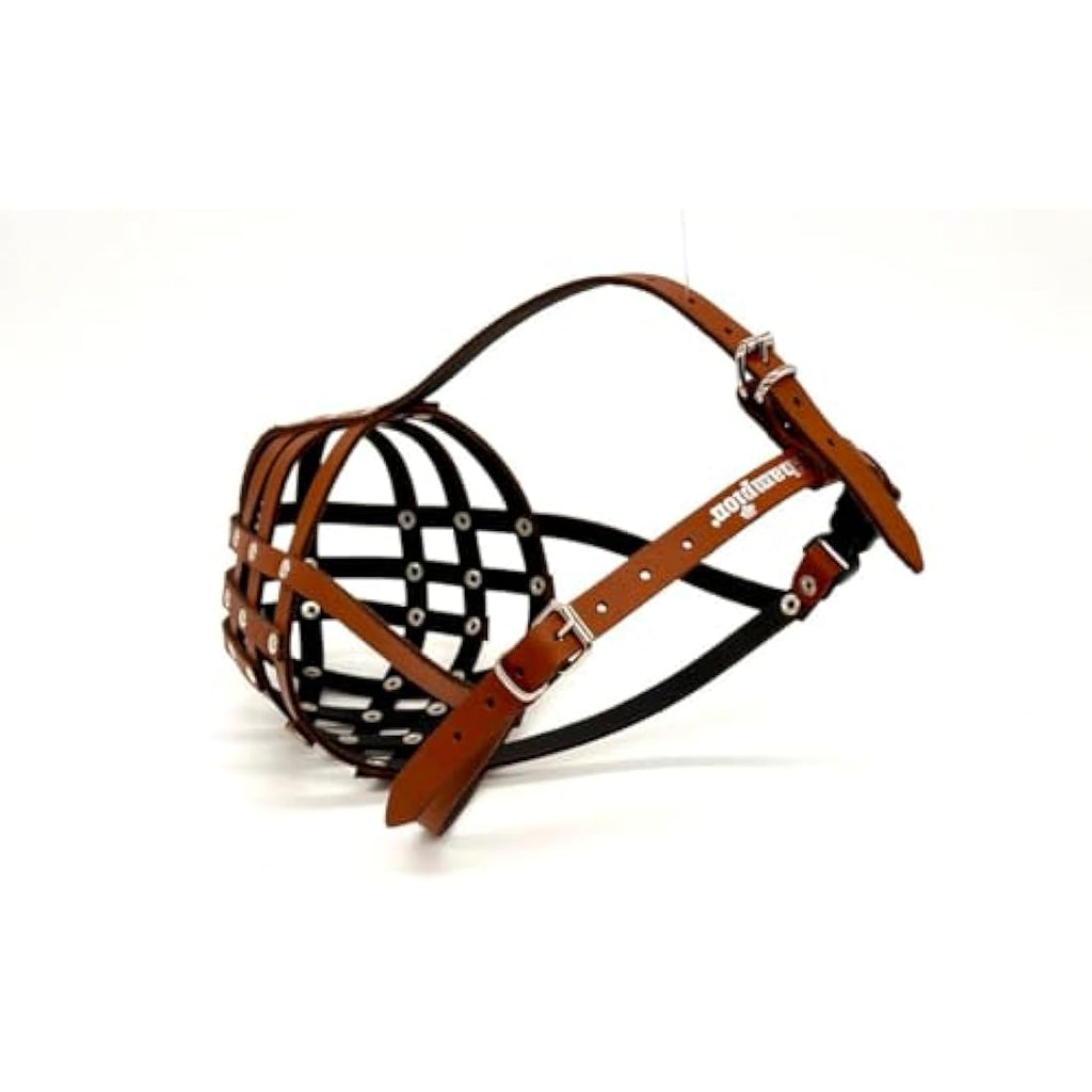 Jolof Store Genuine Leather Dog Muzzle for Bullmastiff – Brown (DB-3)