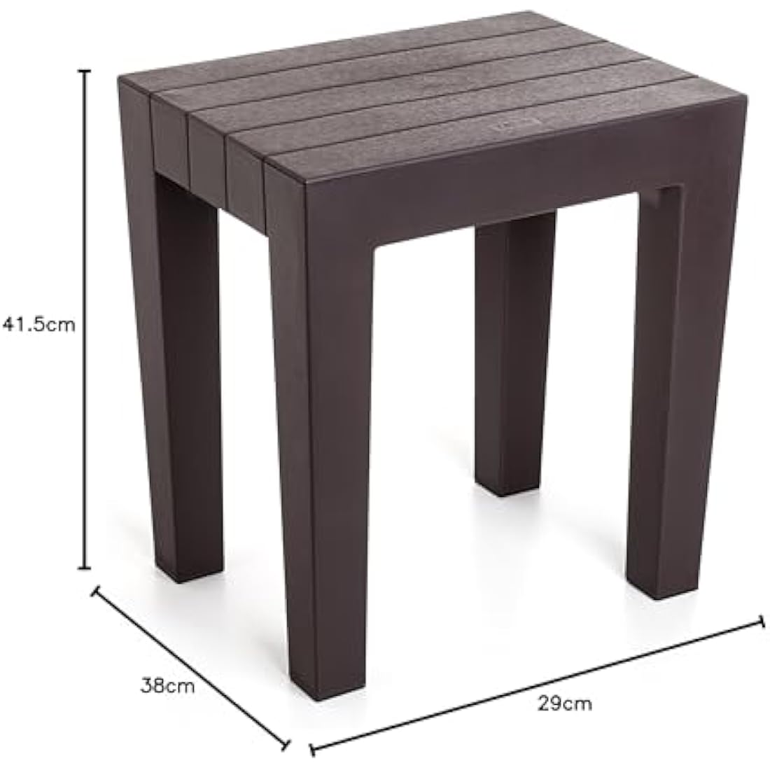 TATAY Wood Effect Stool – Brown Polypropylene Indoor/Outdoor Stool