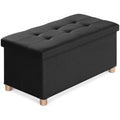 Jolof Store Linen Storage Ottoman – Foldable Black Foot Rest Stool