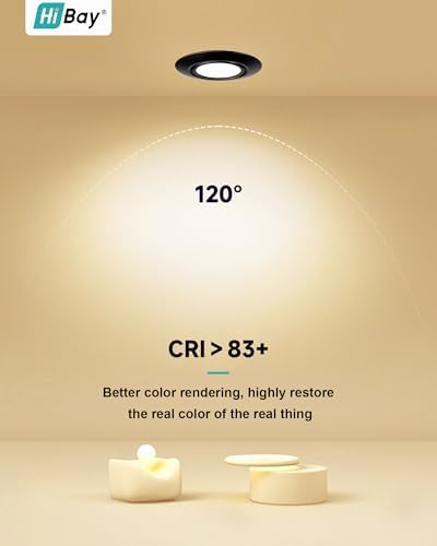 HiBay 8-Pack LED Downlights – Ultra Slim 5W Tilt Recessed Spotlights, Black